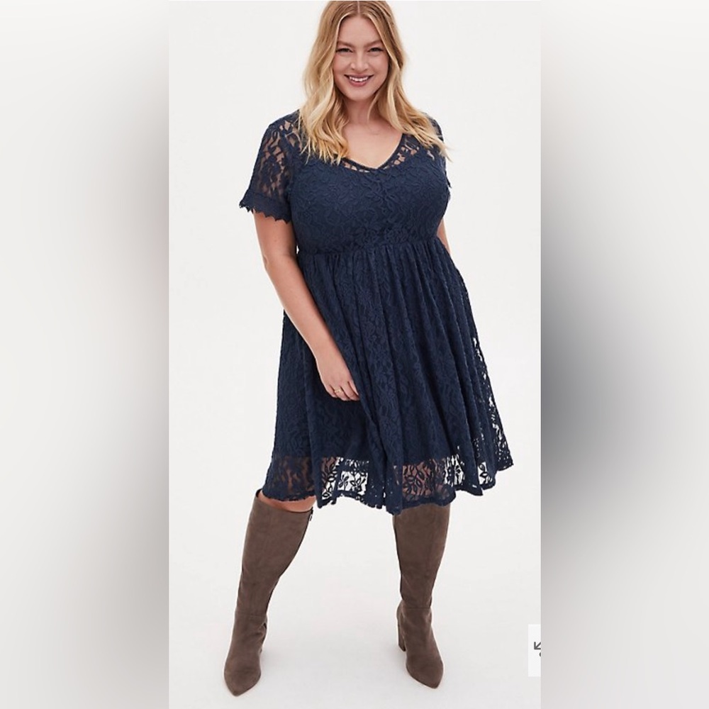 TORRID Navy lace skater dress